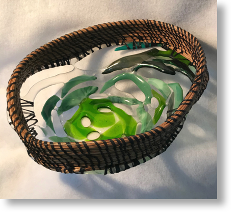 Open Weave Fused Glass
with Pine Needle Wrap